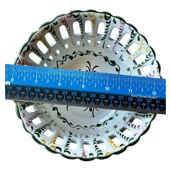 R.C. & Cal Da Juncal Portugal Hand Painted Pierced Ceramic Bowl 6.25" Diameter x - Picture 8 of 10